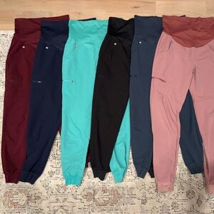 Figs Maternity Scrubs bundle - 5 pairs of maternity Zamora joggers, small